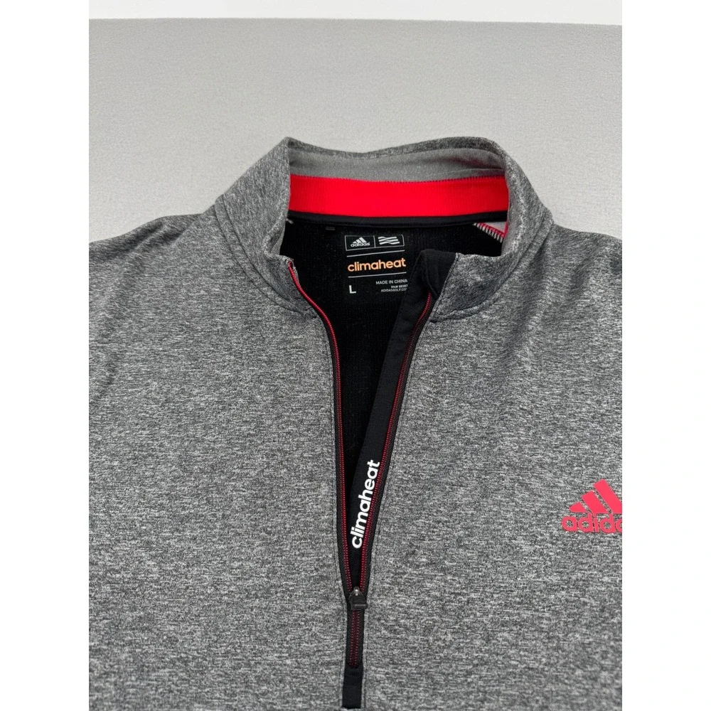 Adidas Climaheat Golf Vest Mens Large Gray/Black Quarter Zip Athletic Pullover